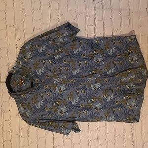 Men's Eddie Bauer Large  Blue Short Sleeve Outdoor Novelty Print Trees